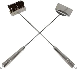 Kit de limpeza para churrasqueira com escova e raspador em aço inoxidável