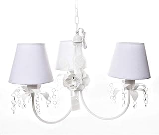 Potinho de Mel Lustre com 3 Lâmpadas Primavera Cristais 2 Flores, Quarto Bebê Infantil