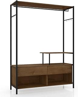 Guarda Roupa Casal Closet Barcelona 2 Gavetas Preto/Demolição - Artefamol