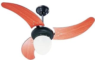 Ventilador Búzios Max Com Lustre 220V 3P, Tron, Preto/Mogno