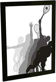 Quadro decorativo preto e branco com silhuetas de jogadores de tênis