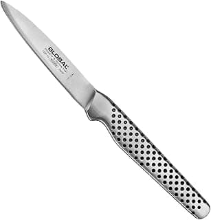 Faca de descascar Global GSF-38, aço inoxidável, 7,62 cm de lâmina e 8 cm de cabo, padrão de furos na lâmina