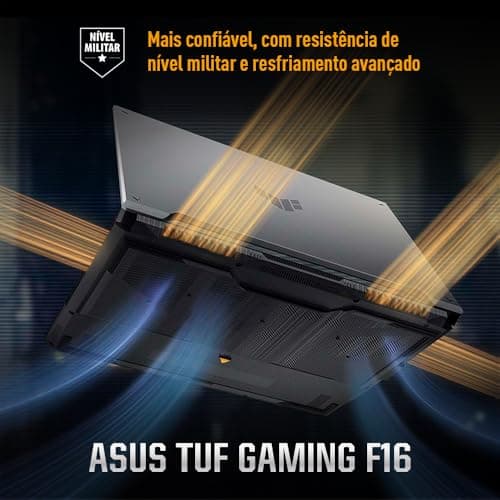 Parte inferior do Notebook Asus TUF Gaming F16 com design de ventilação avançada.