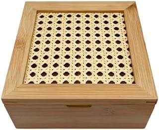 Caixa Decorativa de Bambu e Palha Indiana com 4 Nichos Oikos