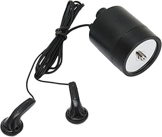 Microfone de parede preto com fone de ouvido, conector de áudio e cabo