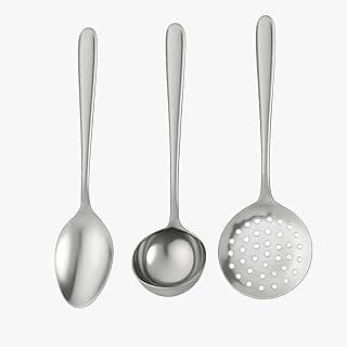 Kit 3 Utensílios de Cozinha Inox Colher De Arroz Concha Escumadeira Minha Casa Buritis