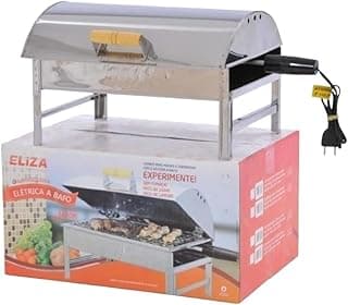 Churrasqueira De Inox Elétrica Com Tampa A Bafo Sem Fumaça 127v