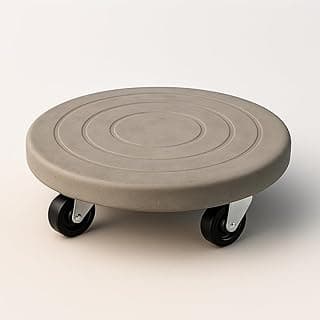 Suporte para vasos de plantas 21cm base cimento natural rodízios polietileno giratórios