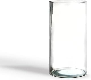 Vaso cilíndrico de vidro transparente 14x40 cm, design minimalista moderno
