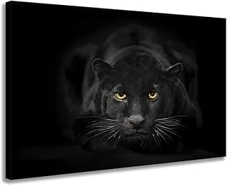 Quadro decorativo preto e branco de um pantera em estilo Art Deco