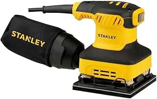 Lixadeira orbital elétrica Stanley SS24 110V, amarela e preta, com bolsa de transporte