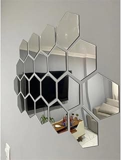 Kit de espelhos acrílicos hexagonais para decoração de parede