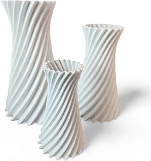 Conjunto de 3 vasos decorativos em espiral brancos de 21, 17 e 13 cm de altura