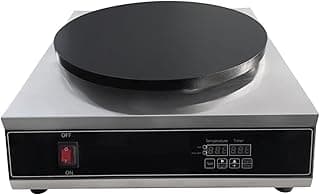 Generic Máquina De Crepe Elétrica Comercial, 16" Antiaderente, 2000W, Controle Temperatura Ajustável, Superfície Cozimento Ferro Fundido Espessada, Chapa Para Panquecas Com Alça