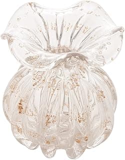 WOLFF - Vaso de Vidro Italy Transparente e Dourado 11,5cm x 13cm-Enxoval - Casamento - Decoração - Enfeites - Mesa Posta - Vasos Decorativos