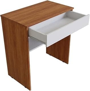 Mesa Multiuso Compacta Branca Com Prateleira Escrivaninha Moderna Para Escritório Estudos Home Office (Jequitibá)