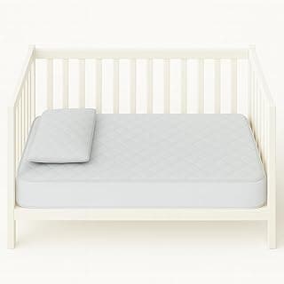 Capa de colchão impermeável matelada para berço americano, branco e azul, antialérgico, lavável e confortável.