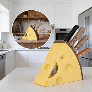 Bloco de facas decorativo em forma de queijo suíço para cozinha moderna