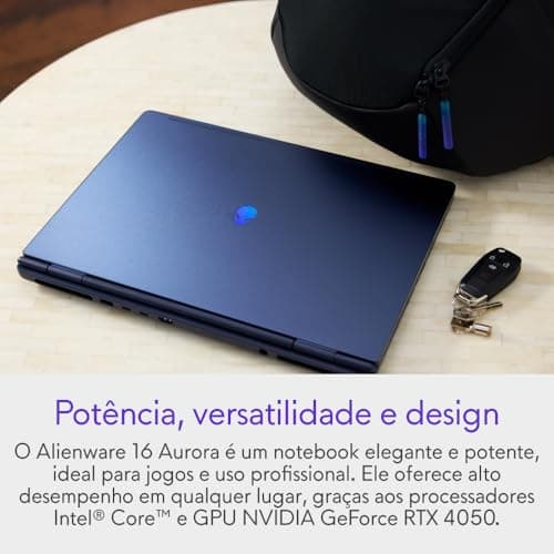 Notebook Dell Alienware 16 Aurora com design elegante e potente para jogos.
