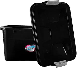 Caixa Organizadora Multiuso com Tampa, 30 Litros, Polipropileno, Preta, 41x33x27cm, com Travas