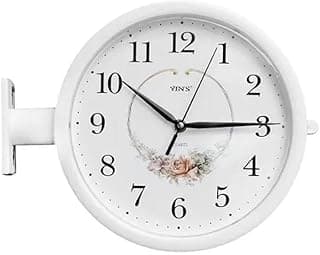 Relógio de parede vintage branco com design floral YINS