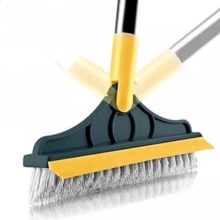 Escova de limpeza 3 em 1 em silicone, cerdas brancas, partes em preto e amarelo
