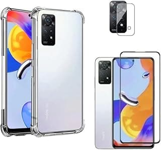 Capa anti-impacto transparente para Xiaomi Redmi Note 11 Pro 5G com película de vidro 3D