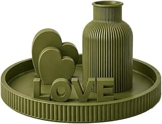 Kit decorativo com bandeja e vaso verde oliva para decoração minimalista