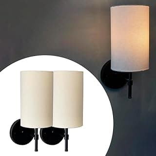 Kit de 2 arandelas de parede clássica com cúpulas bege e bases pretas