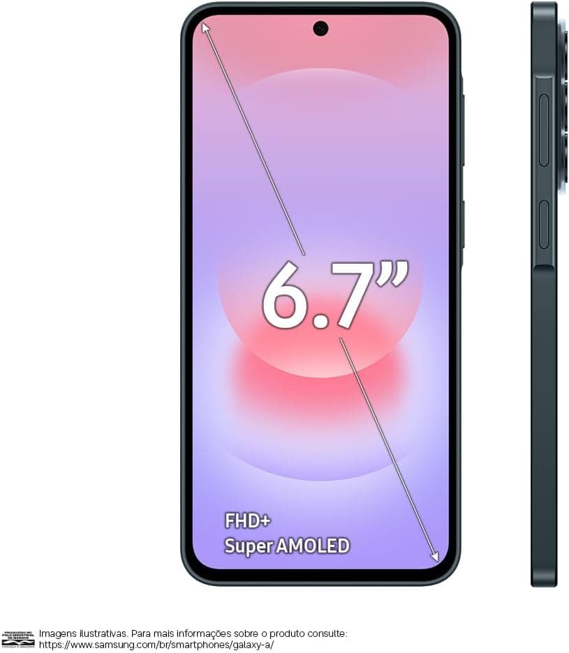 Celular Samsung Galaxy A37 5G 128GB, 6GB RAM, Câmera 50MP (Preto)