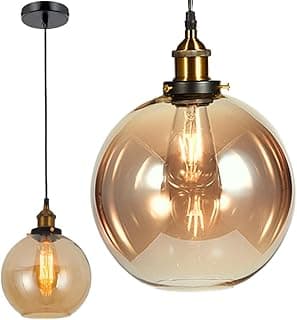 Gimpo, Lustre Pendente 20cm Vidro Âmbar Industrial Retrô Vintage Luminária Teto E27 Gimpo KJDD-E-187