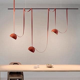 Lustre moderno de LED com três braços, design nórdico, marrom, para cozinha e sala de estar.