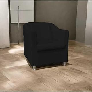 Poltrona Decorativa Suede com Pés Cromados para Sala Escritório Consultório Recepção e Leitura(PRETO)