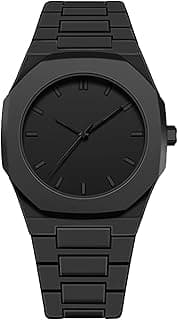 Lorciix Relógio masculino minimalista de quartzo com algarismos arábicos pretos, caixa octogonal de 40 mm, pulseira de resina leve