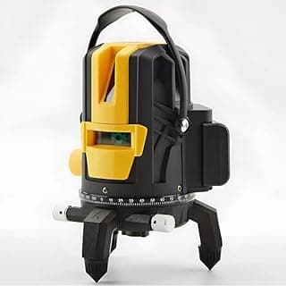 Nivel a laser profissional BEPLACE com laser verde, 60 metros, estrutura preta e amarela, posição vertical