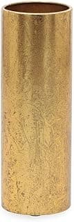Vaso em metal dourado com textura ondulada, ângulo frontal, fundo branco