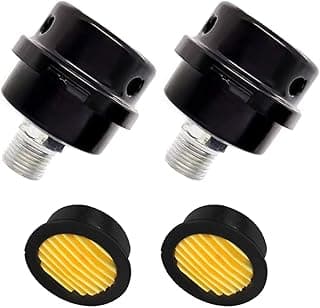 Filtros silenciadores de ar de 20 mm em preto e amarelo, vista frontal
