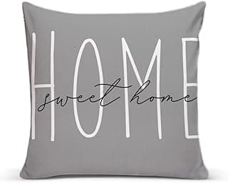Almofada cinza 30x30 com texto 'HOME sweet home' em branco