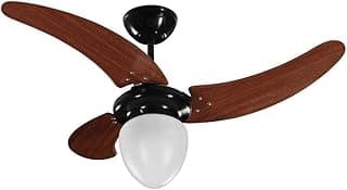 Ventilador Búzios Max Com Lustre 110/127V 3P, Tron, Preto/Mogno
