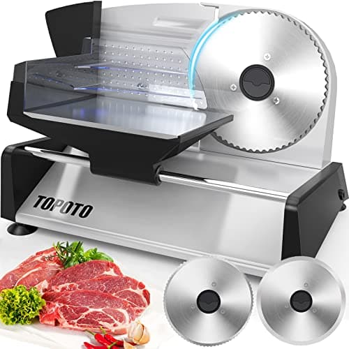 Cortador de carne elétrico TOPOTO, lâmina de 7,5 polegadas, espessura ajustável 0-15 mm, para carne, queijo, pão e vegetais