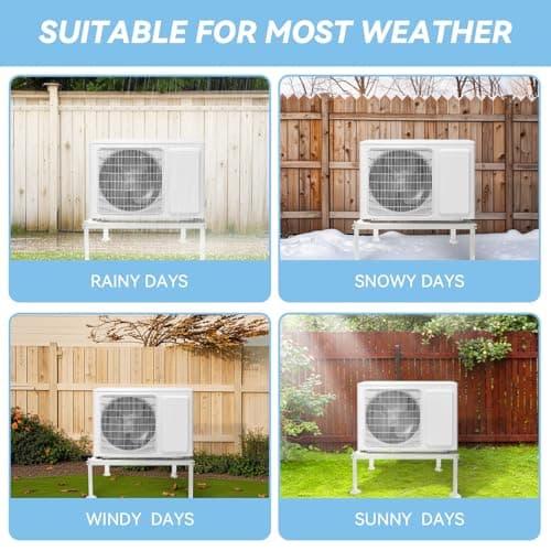 Suporte ajustável para ar-condicionado Automoris em diferentes condições climáticas, branco.