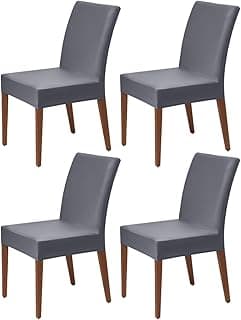 Kit de 4 capas protetoras de cadeira de jantar em tecido spandex cinza