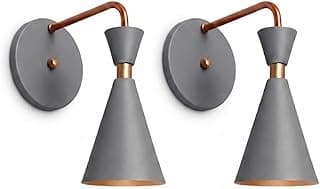 Duas arandelas de parede cinza com acabamento em cobre, Kit 2 Arandelas Luminária de Parede Mini Pequim 24cm E27 Quarto Cabeceira Lavabo