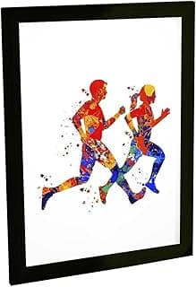Quadro decorativo com corredores em aquarela, moldura preta