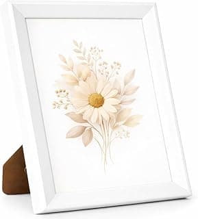Porta retrato estilo madeira branca com flores e folhas pastéis, 20 cm x 25 cm