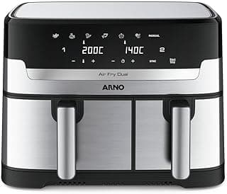 Fritadeira sem Óleo Air Fryer Arno Dual 8,3L AFD2 Cestos Duplos Independentes 8,3L Inox e Preta 110V