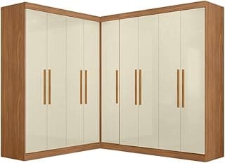 Guarda Roupas Modulado de Canto Madrid com 9 Portas Madeirado/Off White