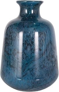 Jarra decorativa de plástico azul com padrão marmorizado, 17x26 cm.