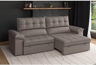 Sofá 5 lugares Capri Slim retrátil e reclinável em suede cacau