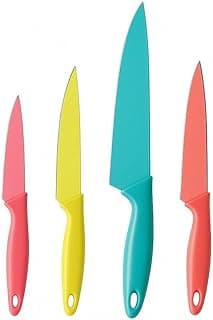Jogo Facas Coloridas 4 Peças Facas de Aço Inox Cabo Plástico